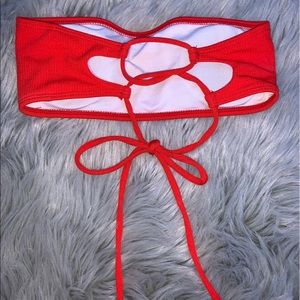 red bandeau adjustable bikini top size xs